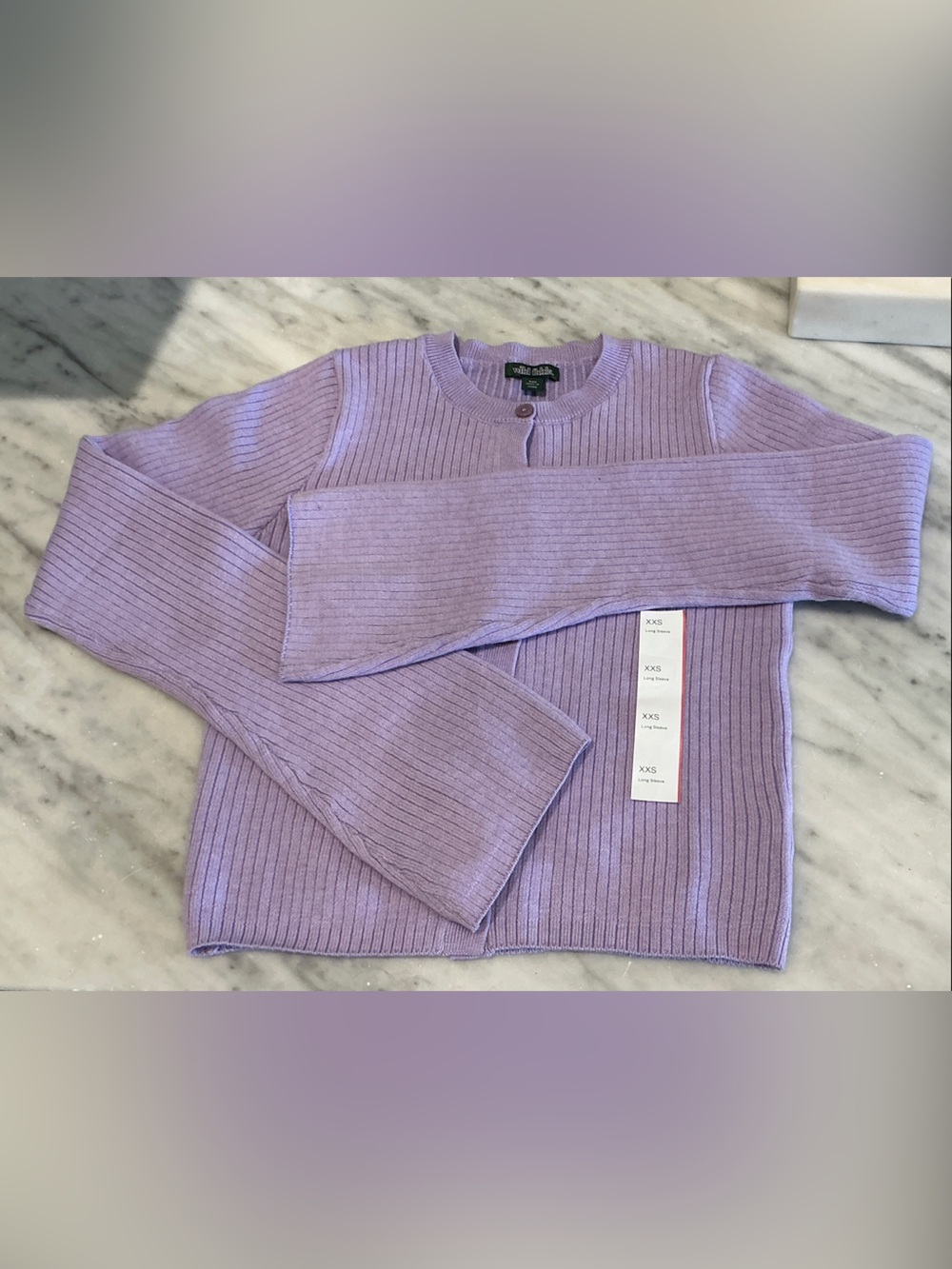 Lilac Ribbed Button-Front Women's Sweater - Picture 3 of 6